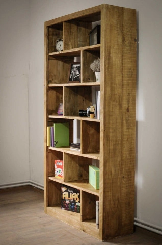 Raft biblioteca Tasmania, lemn masiv pin, 100 x 38 x 200 cm - Img 3