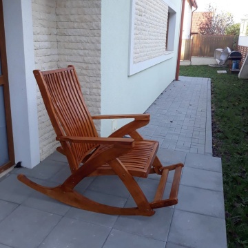 Scaun Balansoar Lemn Masiv Tania, finisaj TEK, 132 x 72 x 120 cm - Img 6