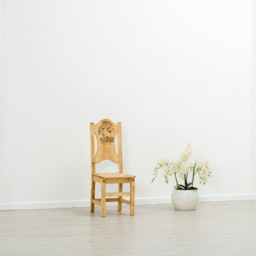 Scaun sculptura pe 2 fete Ursul Carpatin, Lemn masiv rustic, 40 x 42 x 101 cm - Img 3