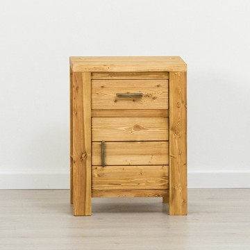Set mobila dormitor pat 140 x 200 cm si 2 noptiere Colibri, Lemn masiv rustic - Img 7