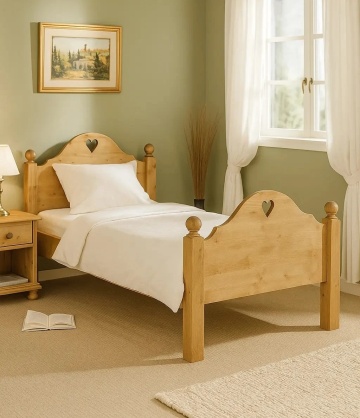Set mobila dormitor Rustic Cabana, pat 90 x 200 cm si 2 noptiere, lemn masiv rustic - Img 2