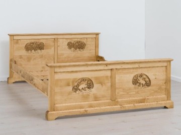 Set mobila dormitor rustic Ursul Carpatin, 3 piese lemn masiv rustic - Img 6