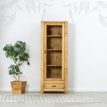 Vitrina 1 usa si 1 sertar Ecuador, Lemn masiv rustic, 72 x 40 x 195 cm - Img 4
