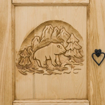 Vitrina 4 usi si 3 sertare Rustic Chalet, Lemn masiv rustic, 100 x 38 x 200 cm - Img 6