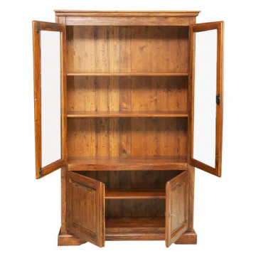 Vitrina Toscana cu 2 x 2 usi nuc antik lemn de tei, 120 x 37 x 197 cm - Img 3