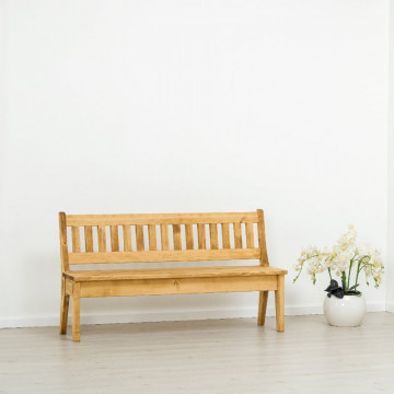 Banca cu spatar Cabana lemn masiv rustic, 120, 160 sau 200 cm - Img 4