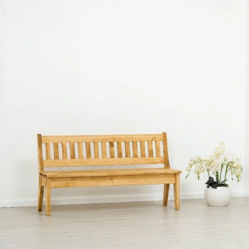 Banca cu spatar Cabana lemn masiv rustic, 120, 160 sau 200 cm - Img 4