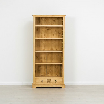 Biblioteca 1 usa si 5 etajere Ursul Carpatin, Lemn masiv rustic, 90 x 38 x 200 cm - Img 4