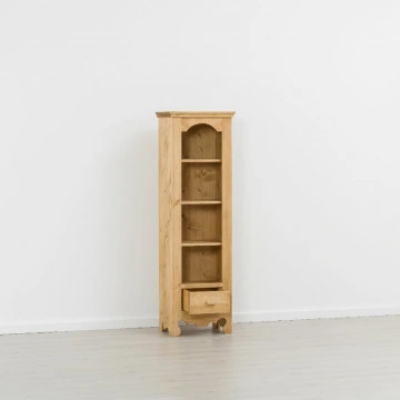Biblioteca Cabana ingusta, 1 sertar si 3 etajere, Lemn masiv rustic, 50 x 35 x 160 cm - Img 4