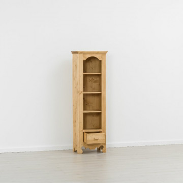 Biblioteca ingusta Rustic Flame, 1 sertar si 3 etajere, Lemn masiv rustic, 50 x 35 x 160 cm - Img 4
