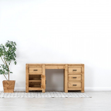 Birou 1 usa si 4 sertare Ecuador, Lemn masiv rustic, 160 x 50 x 78 cm - Img 3