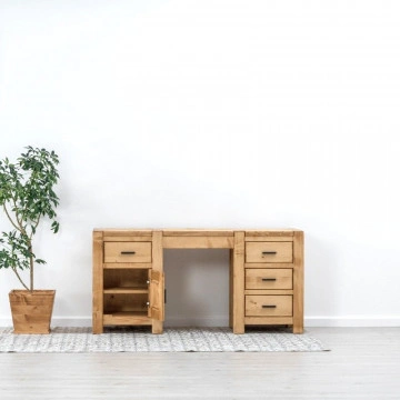 Birou 1 usa si 4 sertare Ecuador, Lemn masiv rustic, 160 x 50 x 78 cm - Img 3