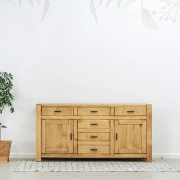 Bufet 2 usi si 6 sertare Ecuador, Lemn masiv rustic, 180 x 50 x 90 cm - Img 4