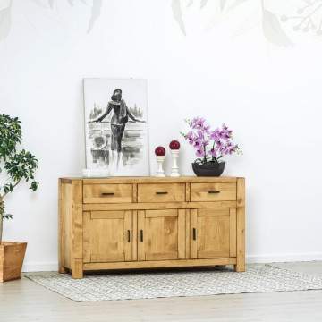 Bufet 3 usi si 3 sertare Ecuador, Lemn masiv rustic, 160 x 50 x 85 cm - Img 1