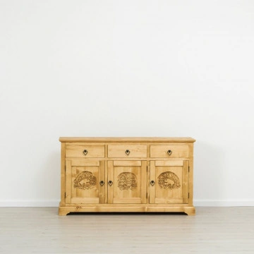 Bufet 3 usi si 3 sertare Rustic Chalet, Lemn masiv rustic, 153 x 46 x 85 cm - Img 4