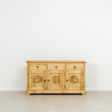 Bufet 3 usi si 3 sertare Ursul Carpatin, Lemn masiv rustic, 153 x 46 x 85 cm - Img 4