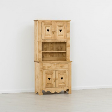 Bufet bucatarie Cabana 4 usi 2 sertare si nisa, Lemn masiv rustic, 90 x 46/36 x 190 cm - Img 5