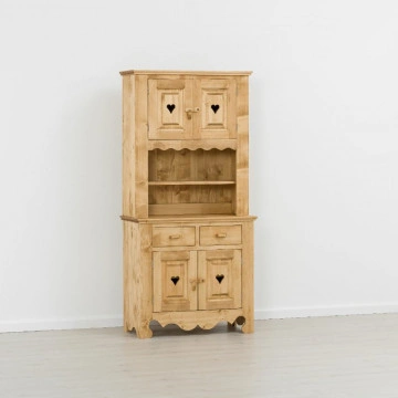 Bufet bucatarie Cabana 4 usi 2 sertare si nisa, Lemn masiv rustic, 90 x 46/36 x 190 cm - Img 5