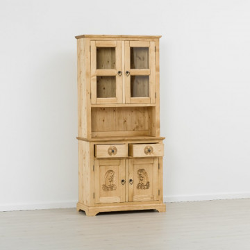 Bufet bucatarie rustic 4 usi, 2 sertare Rustic Chalet, Lemn masiv rustic, 92 x 38/46 x 200 cm - Img 3