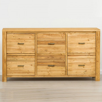 Bufet cu 2 usi si 2 sertare Colibri, Lemn masiv rustic, 160 x 46 x 85 cm - Img 3