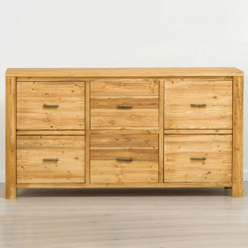 Bufet cu 2 usi si 2 sertare Colibri, Lemn masiv rustic, 160 x 46 x 85 cm - Img 3