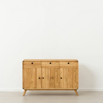 Bufet cu 3 usi si 3 sertare Sahara, Lemn masiv rustic, 133 x 45 x 85 cm - Img 2