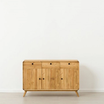Bufet cu 3 usi si 3 sertare Sahara, Lemn masiv rustic, 133 x 45 x 85 cm - Img 2