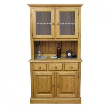 Bufet cu vitrina Apuseni 4 usi si 3 sertare, Lemn masiv, 109 x 48 x 199 cm - Img 2