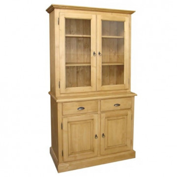 Bufet cu vitrina Apuseni Lemn Masiv cu 4 usi si 2 sertare, 106 x 48 x 199 cm