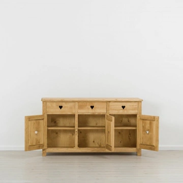 Bufet Rustic Floare de Colt 3 usi si 3 sertare, Lemn masiv 159 x 42 x 89 cm - Img 2