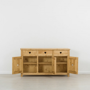 Bufet Rustic Love 3 usi si 3 sertare, Lemn masiv rustic, 159 x 42 x 89 cm - Img 2