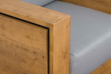 Canapea Lemn masiv Mexicana, model fix cu tapiterie, 220 x 83 x 70 cm - Img 4
