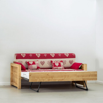 Canapea Rustica Ecuador model extensibil cu tapiterie, Lemn masiv rustic, 206 x 90 x 70 cm - Img 3