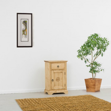 Comoda 1 usa si 1 sertar Rustic Chalet, Lemn masiv rustic, 52 x 38 x 85 cm