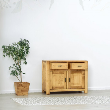 Comoda 2 usi si 2 sertare Ecuador, Lemn masiv rustic, 110 x 50 x 85 cm - Img 3