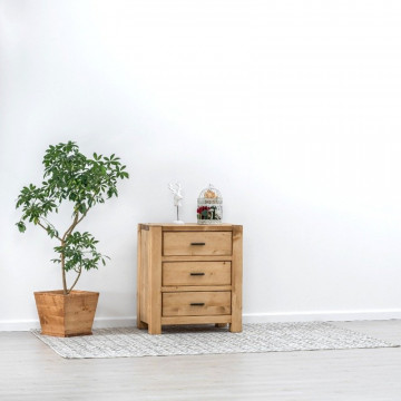 Comoda 3 sertare Ecuador, Lemn masiv rustic, 70 x 45 x 80 cm - Img 4