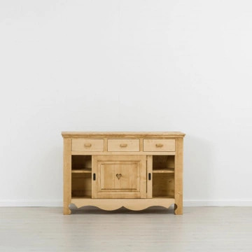 Comoda Cabana 2 usi culisante si 3 sertare, Lemn masiv rustic, 140 x 50 x 92 cm - Img 2