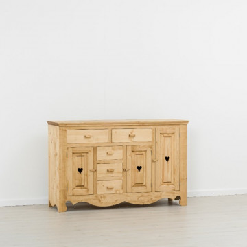 Comoda Cabana cu 3 usi si 5 sertare, Lemn masiv rustic, 160 x 50 x 100 cm - Img 5