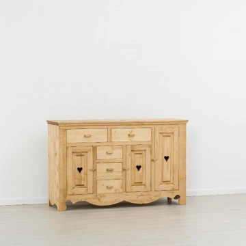 Comoda Cabana cu 3 usi si 5 sertare, Lemn masiv rustic, 160 x 50 x 100 cm - Img 5