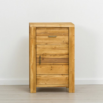 Comoda cu 1 usa si 1 sertar Colibri, Lemn masiv rustic, 55 x 46 x 85 cm - Img 3