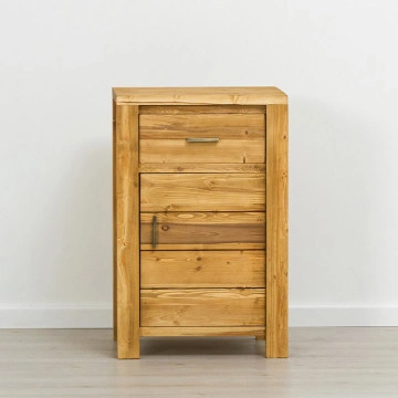 Comoda cu 1 usa si 1 sertar Colibri, Lemn masiv rustic, 55 x 46 x 85 cm - Img 3