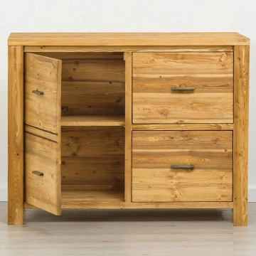 Comoda cu 1 usa si 2 sertare Colibri, Lemn masiv rustic, 110 x 46 x 85 cm - Img 3