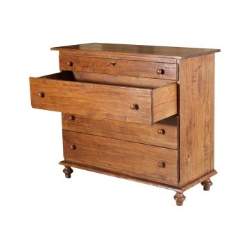 Comoda Dolce Toscana 4 sertare lemn masiv tei, nuc antik, 114 x 48 x 99 cm - Img 4