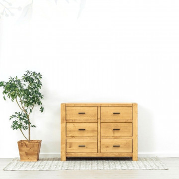 Comoda Ecuador cu 6 sertare, Lemn masiv rustic, 120 x 48 x 90 cm - Img 4