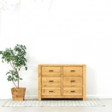 Comoda Ecuador cu 6 sertare, Lemn masiv rustic, 120 x 48 x 90 cm - Img 4