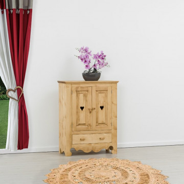 Comoda pantofi Cabana cu 2 usi si 1 sertar, lemn masiv rustic, 88 x 43 x 115 cm