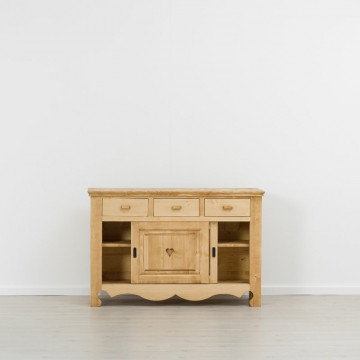 Comoda Rustic Flame 2 usi culisante si 3 sertare, Lemn masiv rustic, 140 x 50 x 92 cm - Img 2