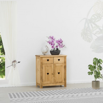 Comoda Rustic Floare de Colt cu 2 usi si 2 sertare din Lemn masiv 80 x 42 x 89 cm