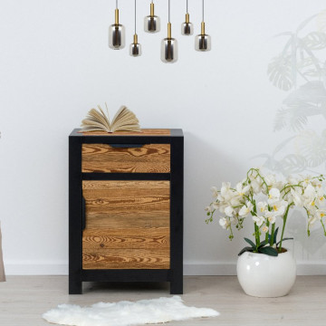 Comoda Rustic Loft 1 usa si 1 sertar, Lemn masiv rustic, 61 x 46 x 85 cm - Img 6
