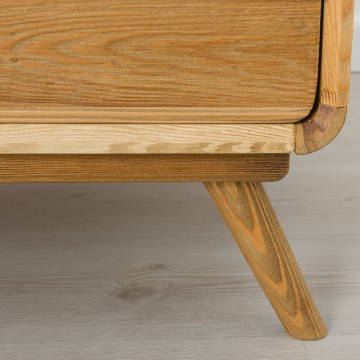 Comoda TV cu 3 sertare si nisa Sahara, Lemn masiv rustic, 100 x 40 x 50 cm - Img 3